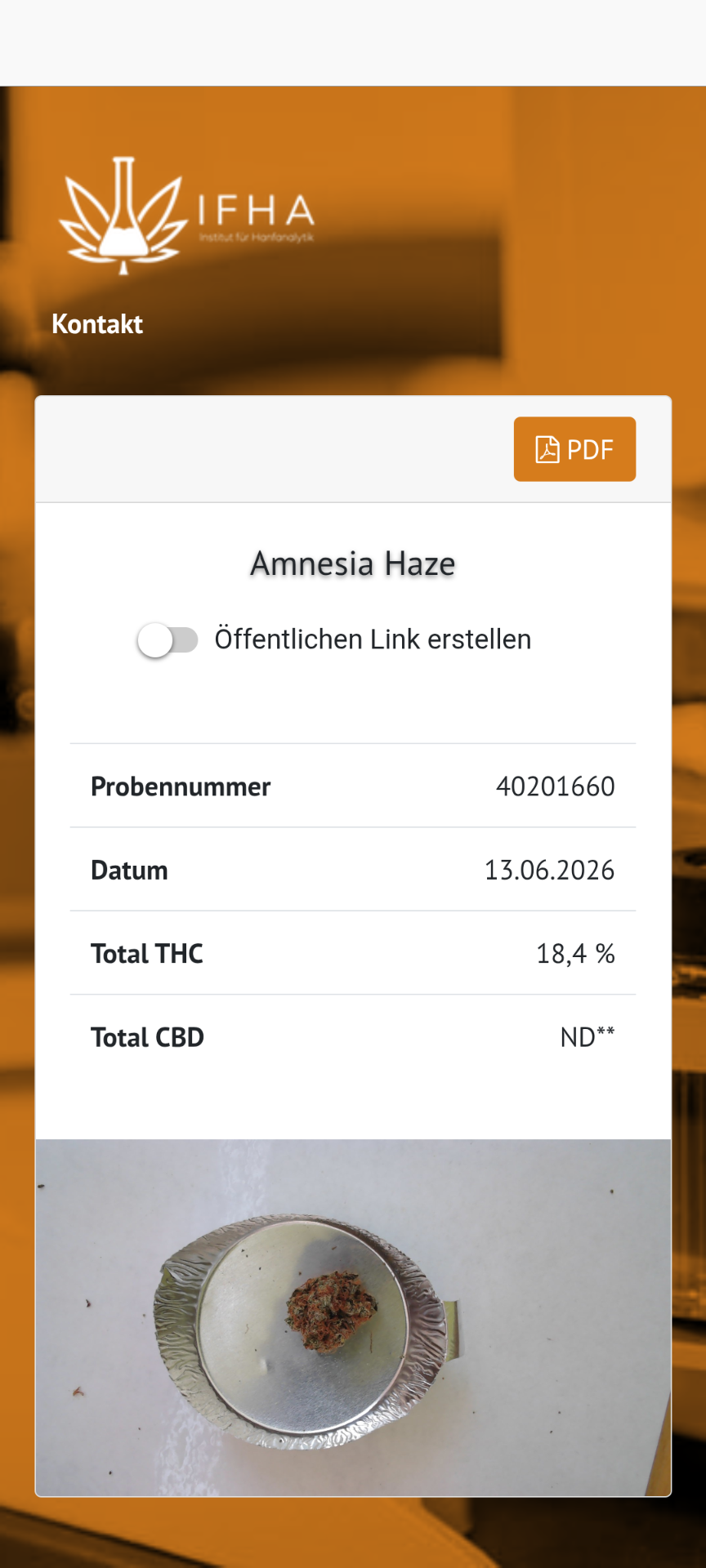 Example results page